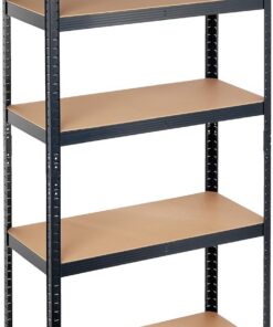 Relaxdays Estantería Metálica, 5 Baldas, 180 x 90 x 40 cm, Resiste 875 kg, Cargas Pesadas, Acero y MDF, Taller, Negro