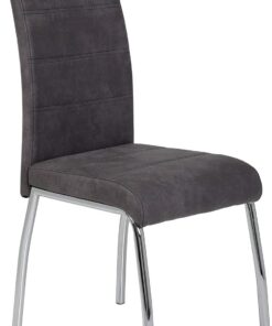 Hela Susi Silla de Comedor con tapizado en Color Antracita de Estilo Vintage, Estructura cromada, Respaldo con asa, Capacidad de Carga 120 kg, Paquete de 1 Unidad
