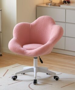 Taburete de tocador, Silla de Maquillaje, Giro de 360°, Altura Ajustable, fácil de Montar, Adecuado para dormitorios y tocadores,Rosado,Nylon Feet
