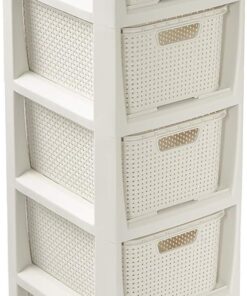 BranQ - Home Essential Estantería de Mimbre con 5 cestas