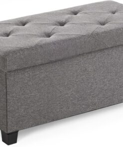 Sweetcrispy Banco con Espacio de Almacenamiento, Banco con Patas, 76 x 38 x 38 cm, Plegable, Caja de Almacenamiento con Tapa, soporta hasta 300 kg, para salón, Dormitorio, Pasillo, Gris Oscuro