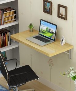 aleawol Mesa de madera de pino montada en la pared, mesa de trabajo plegable, mesa de trabajo de hoja caída, escritorio de computadora, mesa de comedor con soportes para ahorrar espacio (60x40 cm)