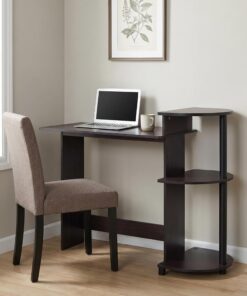 Furinno Compact - Escritorio de computadora marrón de 73,66 cm, Escritorio de Oficina con 3 estantes Laterales, Escritorio Rectangular para Oficina en casa, Escritorio de Juegos para Oficina en casa