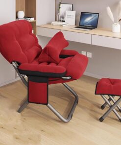 DOSSAE Sofá Perezoso sillón reclinable Tumbona Ajustable Juego de sillas de jardín Plegables de Gravedad Cero Silla Acolchada de Gravedad Cero con reposacabezas Sillones reclinables. (Color : Rosso)
