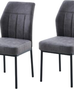 Hela Tische, Juego de 2 sillas de Comedor Almada, Funda de Terciopelo y Antracita, Asiento cómodo con muelles, Patas de Metal, soporta hasta 100 kg