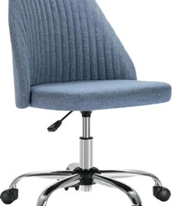 Silla de Oficina sin Brazos, Bonita Silla de Escritorio, sillas de Escritorio de Tela Moderna con Ruedas, Silla giratoria Ajustable para computadora para Espacios pequeños