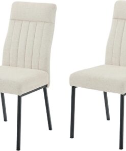 Hela Tische, Catania - Juego de 2 sillas de Comedor y sillas de Cocina, Funda de Tejido Beige, Asiento cómodo con muelles, Patas Redondas de Metal, soporta 140 kg, Certificado Oeko-Tex