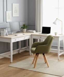 MEUBLE COSY Sillas de Escritorio Sillones de Oficina Giratoria con Reposabrazos para Estudio en Tela, Verde