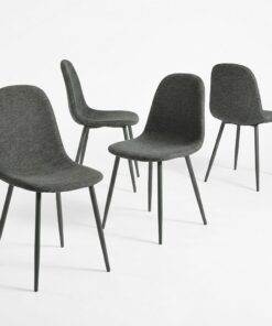 MEUBLE Cosy Juego de 4 sillas de Comedor escandinavas Acolchadas sin reposabrazos con Respaldo, de Tela, para Cocina, Sala de Estar, Color Gris