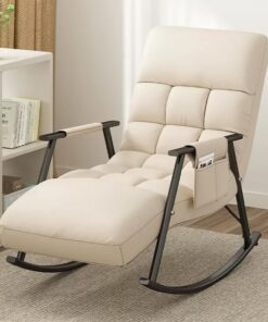 Sillón Mecedora, Sillón De Lectura, Moderno Sillón Reclinable Ajustable con Bolsillo Lateral, Sillón para Sala De Estar Y Dormitorio., C, Black Shelf