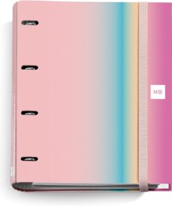 Miquelrius - Carpebloc A4, Carpeta archivador con 4 anillas + Recambio 100 hojas de 90 g/m² con cuadrícula de 5 mm, Cierre con goma, Colección Aurora West Bay