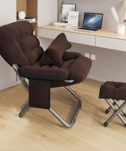 DOSSAE Sofá Perezoso sillón reclinable Tumbona Ajustable Juego de sillas de jardín Plegables de Gravedad Cero Silla Acolchada de Gravedad Cero con reposacabezas Sillones reclinables. (Color : Brown)