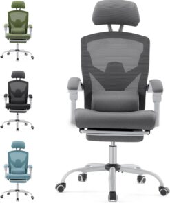 DUMOS Silla de Oficina ergonómica: una Silla de Escritorio con respaldos cómodos, Equipada con un cómodo Soporte Lumbar y reposapiés, Silla de Oficina Adecuada para el hogar