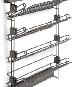 EMUCA - Zapatero lateral extraíble para armarios y vestidores, Izquierda, Acero, Titanio | 4 estantes, Acero