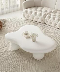 Mesa de Centro pequeña con Forma de Nube Negra for Sala de Estar, mesas de Centro de Almacenamiento Modernas Blancas, Mesa de Centro Minimalista única, Mesa de Centro de Estilo rústico.