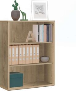 MUEBLES PITARCH | Librería de Oficina o Despacho Baja con Estantes, Estantería de Salón, Roble Gold, 99,5x75,5x33cm (Alto x Ancho x Fondo) Básica, Elegante y Resistente, Colección
