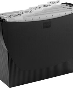 Han Swing - Caja archivadora de carpetas colgantes (390 x 260 x 150mm, con bolsillos para bolígrafos, sin tapa), color negro