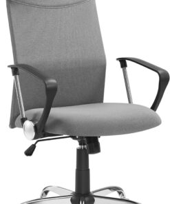 SONGMICS Silla de Oficina, Silla de Escritorio Ergonómica, Silla Giratoria, Asiento Tapizado, Ajustable en Altura e Inclinable, Carga de 120 kg, Gris Paloma OBN034G01