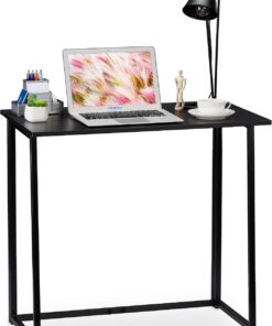 Relaxdays Escritorio Plegable, Mueble de Oficina, 74,5x80x45 cm, Negro, Aglomerado, Hierro, 5 x 80 x 45 cm
