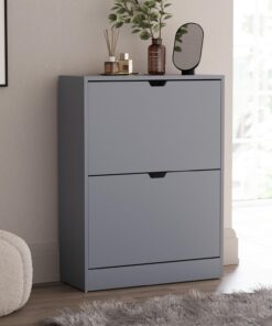 Vida Designs Zapatero con 2 cajones, Ahorro de Espacio, con 2 cajones abatibles, Mueble para Pasillo y Sala de Estar, 100% Certificado FSC (Gris)