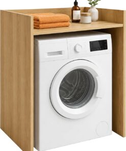 Relaxdays Armario para Lavadora, marrón Claro | Estantería para poner encima de la lavadora y la secadora, (Al x An x Fon): 97 x 66 x 61 cm, armario superpuesto