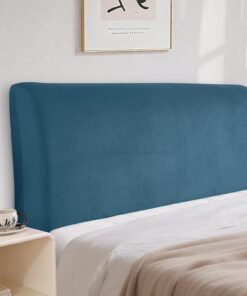 Terciopelo Funda Cabecero Cama, Protector De Cabecero De Cama A Prueba De Polvo, Desenfundable, Universales, Elástico, Tejido Suave, Decoración del Dormitorio(150cm, Azul Peacock)