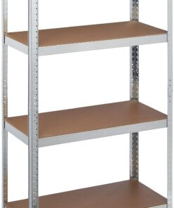 Relaxdays Estantería Metálica Cargas Pesadas, 4 Baldas, 157 x 80 x 40 cm, Resiste hasta 280 kg, Taller, Garaje, Plateado