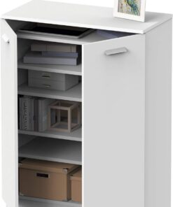 MUEBLES PITARCH | Armario Auxiliar Zapatero Multiusos bajo, 2 Estantes, Despachos Galerias Cocinas,101(Alto) x74(Ancho) x36cm (Alto x Ancho x Fondo), Blanco, Colección Tibet