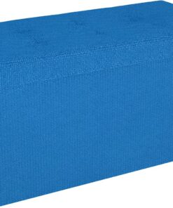 Intirilife Taburete Pleglable 76x38x38 cm en OCÉANO AZUL - Taburete asiento almacenaje con Tapa de Tela - Asiento en forma de Cubo Reposapiés Caja de almacenamiento Cofre Taburete