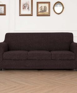 LiveGo Funda elástica de jacquard para sofá de silla - 4 piezas, lujosa funda suave de jacquard para sofá, protector de muebles con parte inferior elástica para mascotas, lavable a máquina (Chocolate