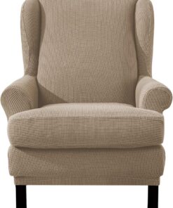 EBETA Jacquard Funda de Sillón Funda Orejero elástica, Funda Cubre Sillón Relax 1 Plaza, Funda Cojín Independiente (Color Arena)