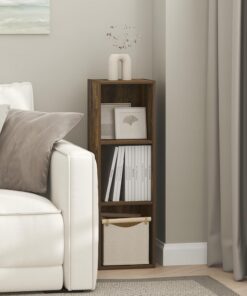 Furinno Fulda De 3 Niveles con Estante De Almacenamiento De 25 Cm De Ancho, 23,5 X 24,8 X 80 Cm, para Sala De Estar, Dormitorio Y Oficina En Casa, Color Pino Ámbar
