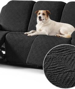 Timeles Fundas para sofá reclinable, fundas de sofá reclinable para sofá de 3 cojines, elásticas, suaves, lavables (tres plazas, negro)