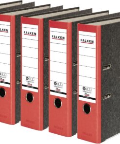Falken - Archivador de reciclaje (5 unidades, 8 cm de ancho, DIN A4, lomo rojo, con anillas, archivador de papel), diseño de ángel azul