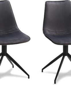 Furnhouse Ibbe Design Juego de 2 Gris Sillas de Comedor Giratorias Sillas de Cocina Isabel en Terciopelo, Patas de Metal, Sillas para la Cocina Comedor Sala de Estar, 48x57x85 cm