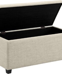 Amazon Basics Banco otomano tapizado, rectangular, ideal para la entrada o como reposapiés, Poliéster, Beis, 42 x 91 x 43 cm (ancho x prof. x alto)