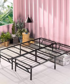 Zinus SmartBase Somier Plegable 135x190 cm - Altura 35 cm - Base Cama Matrimonio en Acero - Montaje Sin Herramientas - Espacio de Almacenamiento - Negro