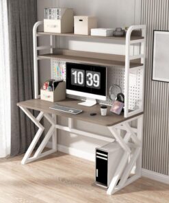 Escritorio de Ordenador con Estantes de Almacenamiento, Escritorio para Oficina en Casa Mesa Gaming Multifuncional Mesa Grande de Estudio para Escribir(80x60x170cm, Gray1)