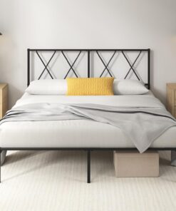 Zinus Elias - Marco de Cama de Metal de 140 x 190 cm con cabecera, Montaje fácil, Altura 30 cm, Color Negro