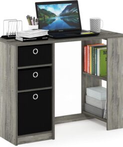 Furinno Jaya Oficina Moderna de Diseño Informático, Madera de ingeniería, Roble Francés/Negro, S
