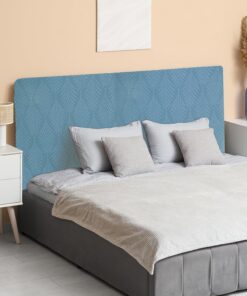 sourcing map Funda protectora elástica para cabecero de cama, tela jacquard de 79 pulgadas, a prueba de polvo, para decoración de dormitorio, tamaño King, color azul