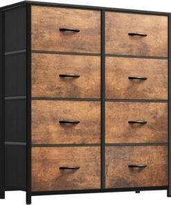 YITAHOME Cajonera de Tela,Cómoda de Tela,Unidad de Almacenamiento de Tela,con 8 cajones Extraíbles,con Parte de Mader,Cómoda de para Sala de Estar,Dormitorio, Marrón óxido