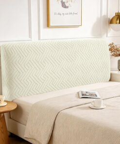 Elástico Funda Cabecero Cama, 150cm, Universales Fundas Cabeceros Color Sólido, Funda Protectora De Cabecera Modernas, Desenfundable, Tejido Suave, Resistente Antipolvo, Beige