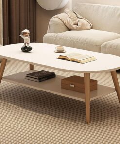 Mesa de Centro Redonda,Mesa de Centro de dos Niveles,Mesas Auxiliares de Centro,Elegante Mesa Central para Sala de Estar,Mesa para Computadora Portátil,para Sofa Salon de Industrial Marrón,(Warm White