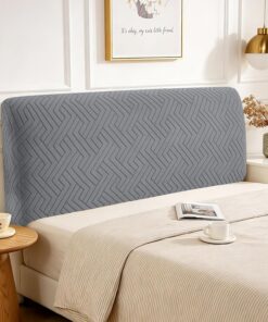 Elástico Funda Cabecero Cama, 150cm, Universales Fundas Cabeceros Color Sólido, Funda Protectora De Cabecera Modernas, Desenfundable, Tejido Suave, Resistente Antipolvo, Gris Claro