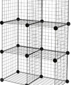 Amazon Basics Estantes apilables de rejilla de alambre compuestos por 6 cubos, 66 x 32 x 96.5 cm, color negro