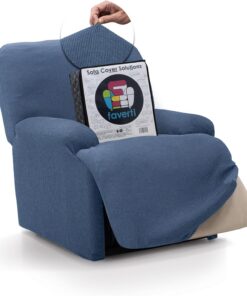 FAVERTI® Funda Elástica Sillón Relax Pies Juntos Reclinable de 70 a 90cm | Modelo Reale | Celeste | Funda Sillón Abatible Universal | Protector de Calidad Tejido Jacquard Tacto algodón