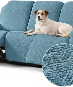 Timeles Fundas para sofá reclinable, fundas de sofá reclinable para sofá de 3 cojines, elásticas, suaves, lavables (tres plazas, verde azulado)