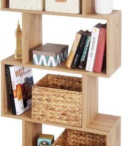 RICOO Estanteria Salon 129 x 70 x 25 cm WM071-EG Estante librería de Suelo Roble marrón