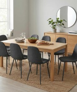 MEUBLE Cosy Juego de 8 sillas de Comedor escandinavas Acolchadas sin reposabrazos con Respaldo, de Tela, para Cocina, Sala de Estar, Color Gris